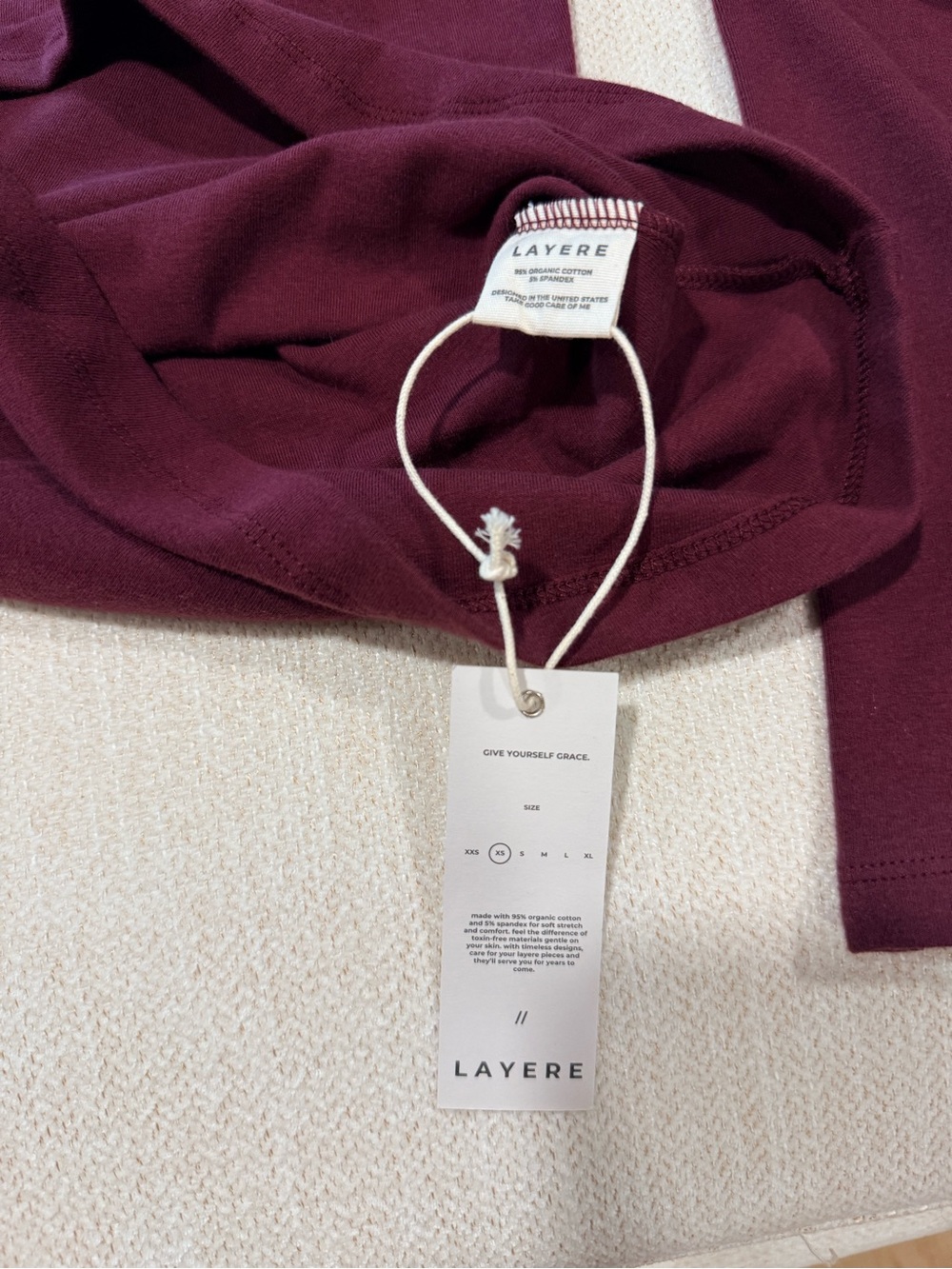LAYERE Organic Cotton Full length Long Sleeve Top Cherry Red Brandnew - Picture 4 of 13